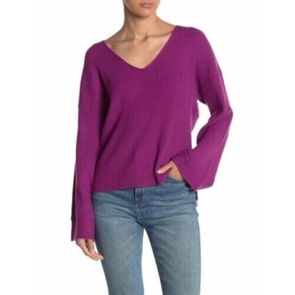 Free Press‎ Women's Super-soft V-Neck Ribbed Sweater Purple X-Small